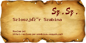 Szloszjár Szabina névjegykártya